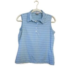 Nike Golf Blue Green Stripe Sleeveless Polo Shirt